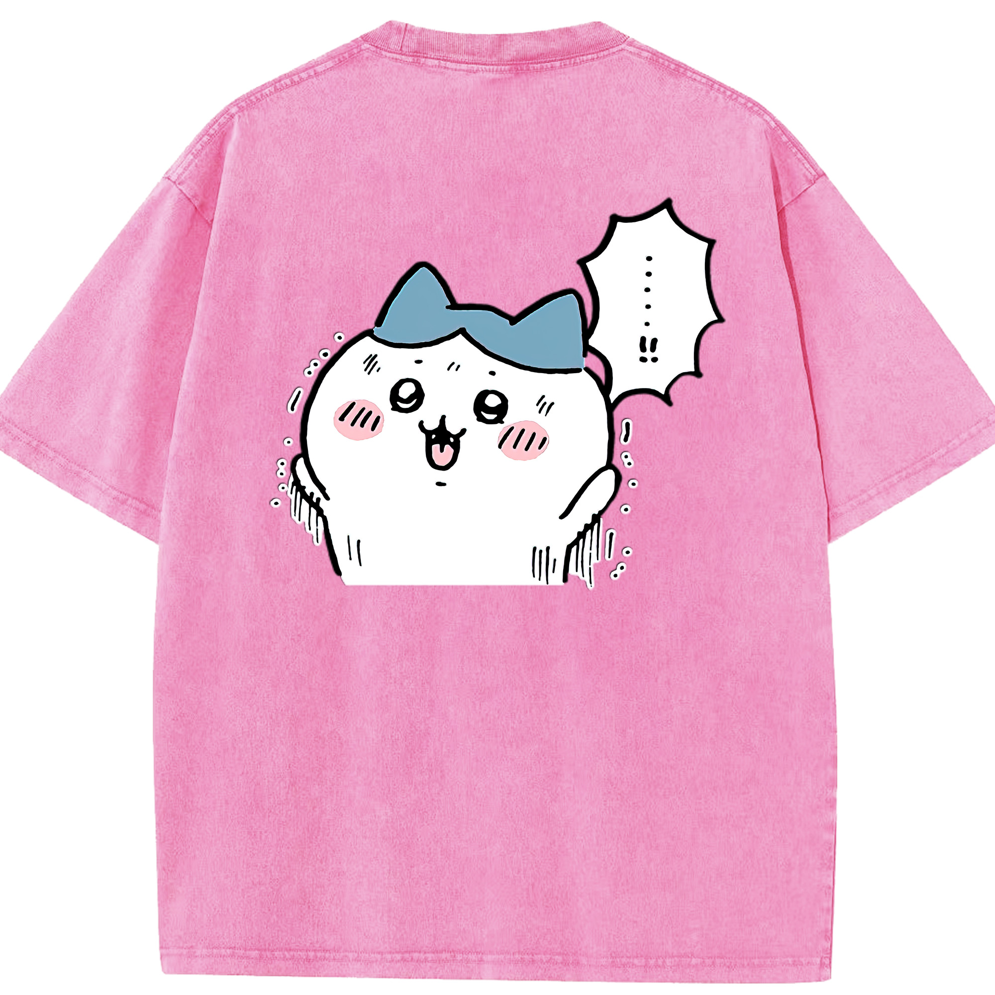 （画像用） ちいかわ ハチワレ Chii-kawa hachiware 綿100% ヴィンテージ風 半袖Tシャツ（背面プリント）